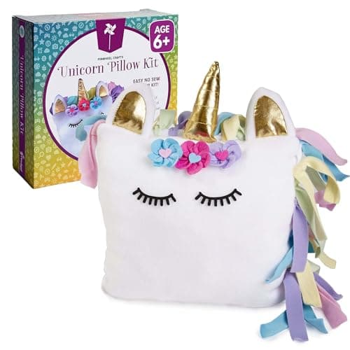 Pinwheel Crafts no-sew unicorn pillow kit with materials for kids ages 4-8