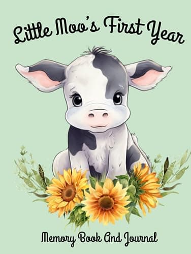 Little Moo first year memory book and journal baby cow farm themed first year keepsake
