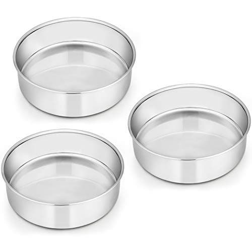 Set of 3 E-far 6-inch round stainless steel smash cake baking pans