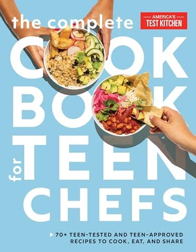 The Complete Cookbook for Teen Chefs book cover with colorful food photography and the America's Test Kitchen Kids logo