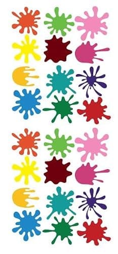 Sheet of paint splatter vinyl sticker seals for party invitation envelopes