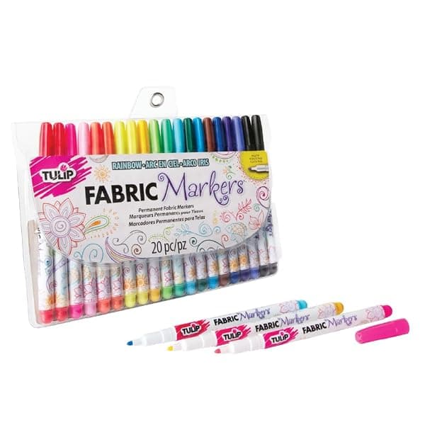 Set of 20 Tulip permanent fabric markers for decorating canvas aprons at a kids party