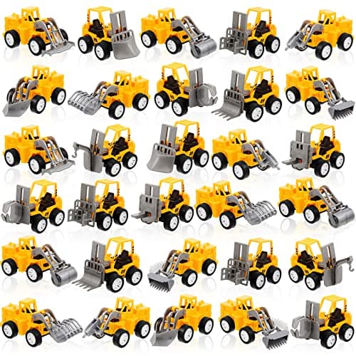Mini pull-back construction vehicle party favors set of 12 including trucks and excavators