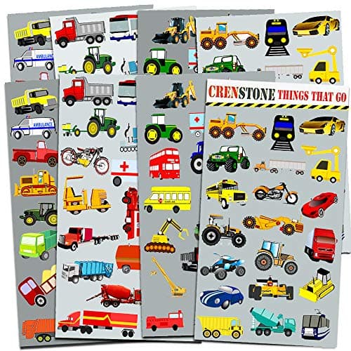 Cars and construction vehicles themed sticker party pack for toddler kids