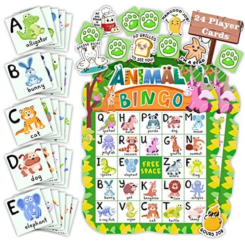 Animal bingo game jungle safari theme 24-player set with cards and chips