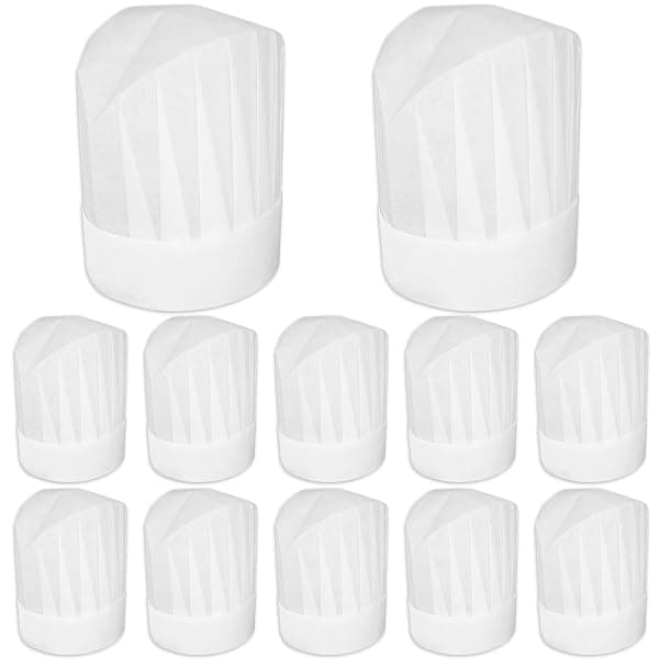 White paper chef hat toque party favor pack of 12 for kids
