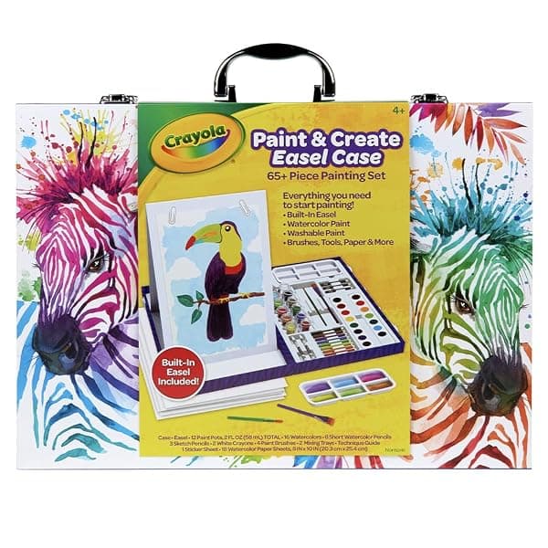 Crayola tabletop easel with art kit including paints and watercolors for kids