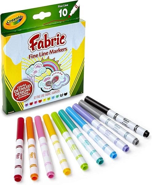 Crayola fabric markers set of 10 fine tip assorted colors for kids craft projects