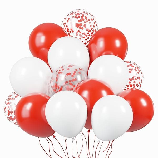Red and white latex party balloon pack 60 count