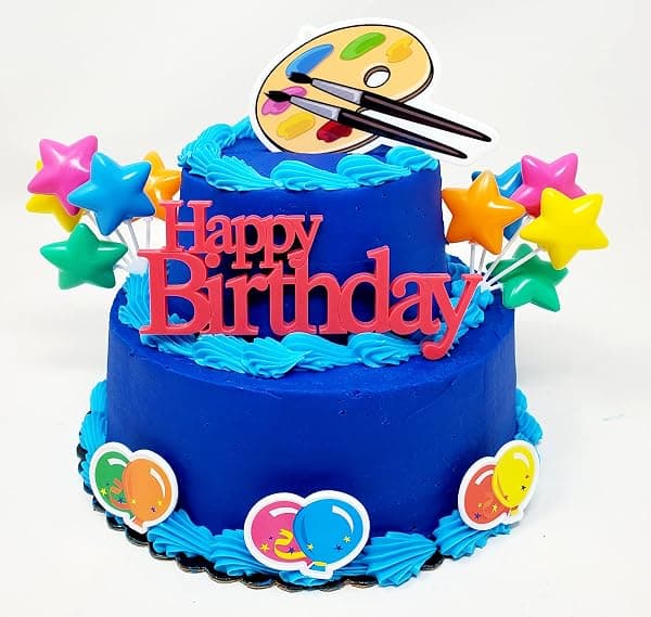 Artist paint palette birthday cake topper with paintbrush accents
