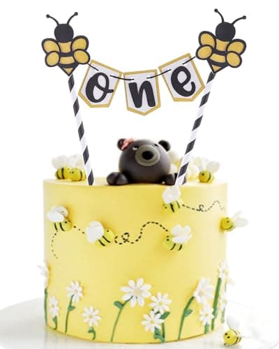 Bumble bee one cake topper fun to bee first birthday dessert decoration