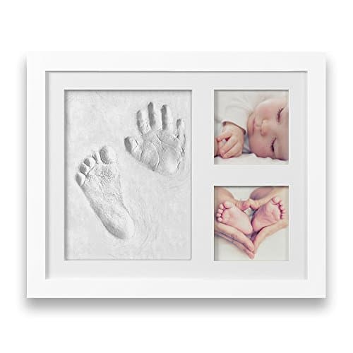 Clay handprint and footprint keepsake box kit with frame for baby first birthday gift