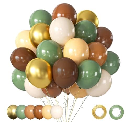 Green, cream, and brown party balloon set