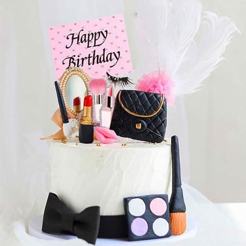 JeVenis spa birthday cake topper set with makeup and nail polish themed decoration pieces for salon party
