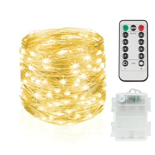 Warm white battery-powered fairy light string 33 feet