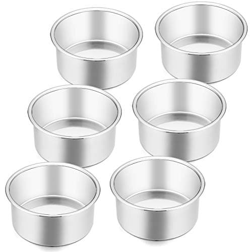 Set of 6 E-far 4-inch mini round stainless steel smash cake pans