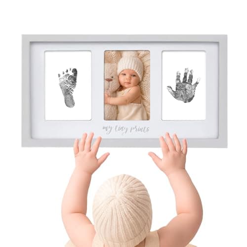 Felt Like Sharing My Tiny Prints baby handprint footprint kit photo keepsake frame with ink pad