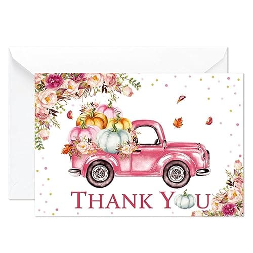 50 pumpkin thank you cards with envelopes for little pumpkin baby shower and first birthday