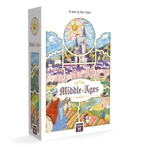 STUDIO H Middle Ages board game box with medieval castle artwork and game component illustrations