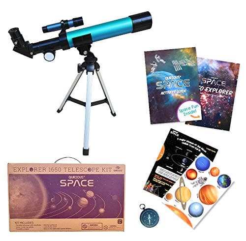 Qurious space explorer telescope kit for kids with compass and star and lunar charts