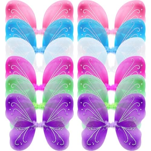 Pack of 12 sparkly butterfly wings for girls fairy party costume