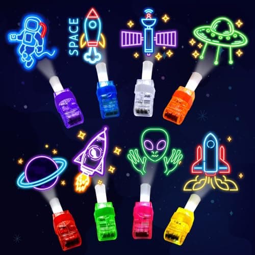 Space-themed LED glow finger lights party favors for kids