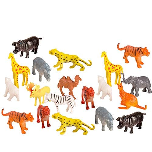 Bulk 100-piece set of mini plastic jungle safari animal figures party pack