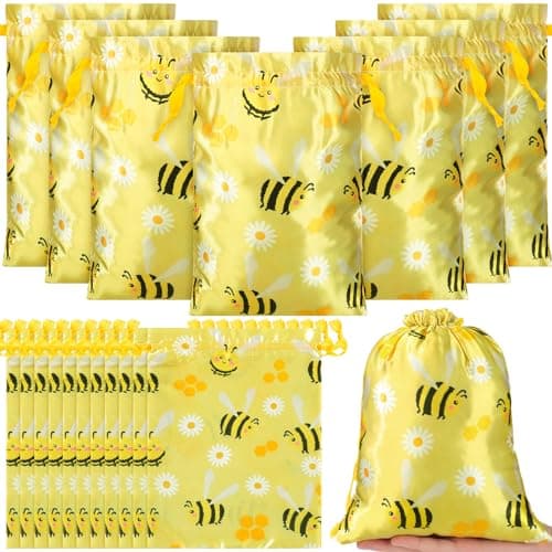 Cosblank 24-piece bee gift bags with drawstring for honey candy treats and goodies