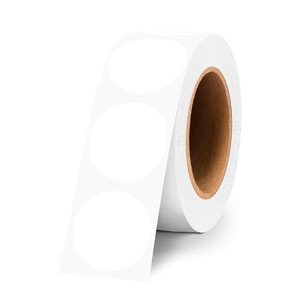 Sheet of round white circle dot sticker labels