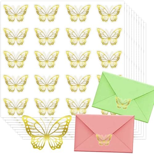 Gold foil butterfly envelope seal sticker labels for party invitations