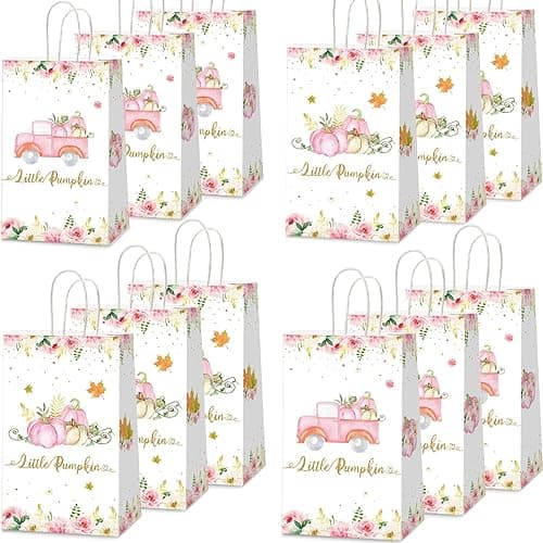 ZOIIWA little pumpkin party favors pumpkin treat bags 12 pieces for first birthday