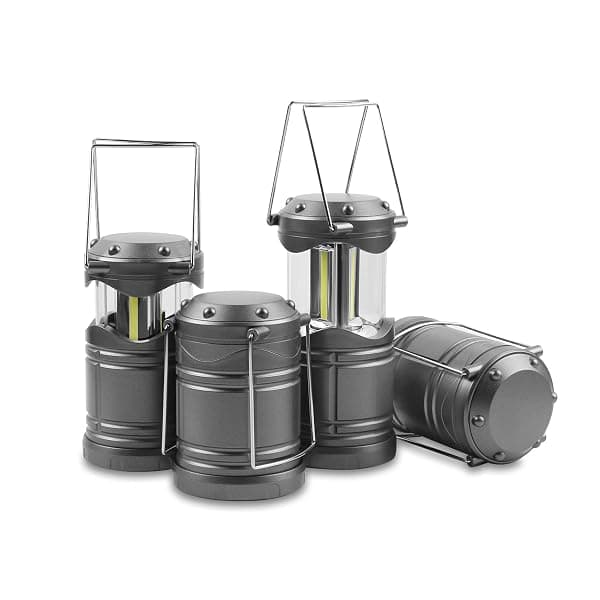 Set of 4 battery-powered amber LED camping lanterns for table centerpieces