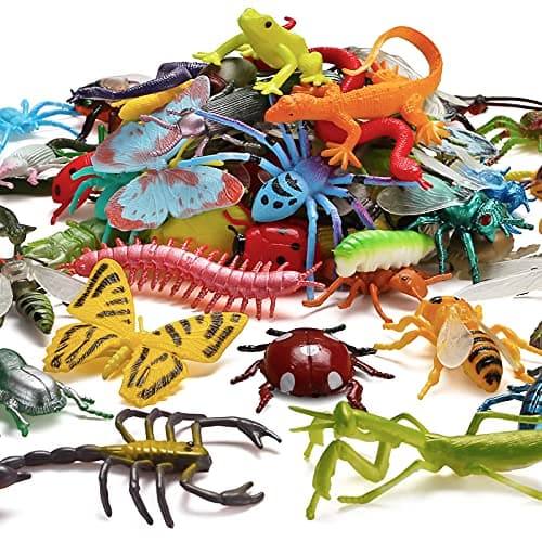 73-piece set of realistic plastic mini bug figures and insects for kids sensory play and scavenger hunts