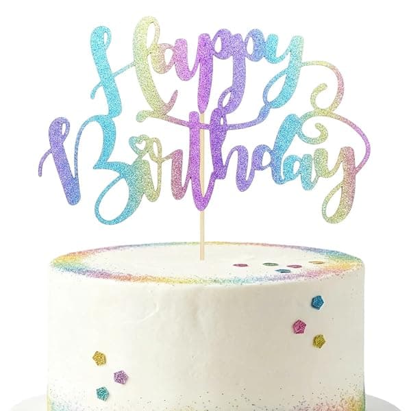 Rainbow arch birthday cake topper with sprinkle accents