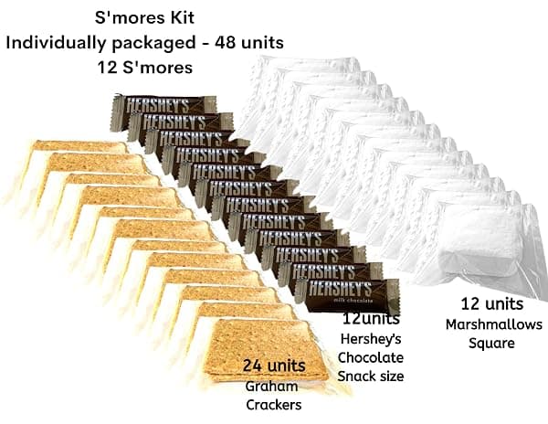 Pre-assembled s'mores take-home kit bags for camping birthday party favors