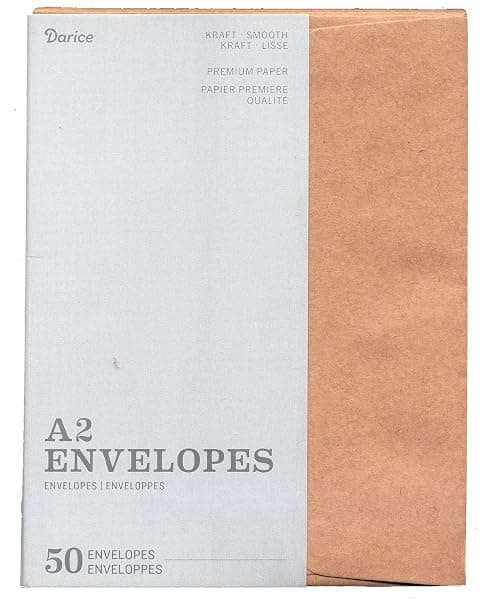 Pack of 50 kraft A2 envelopes for mailing art prints and thank-you cards