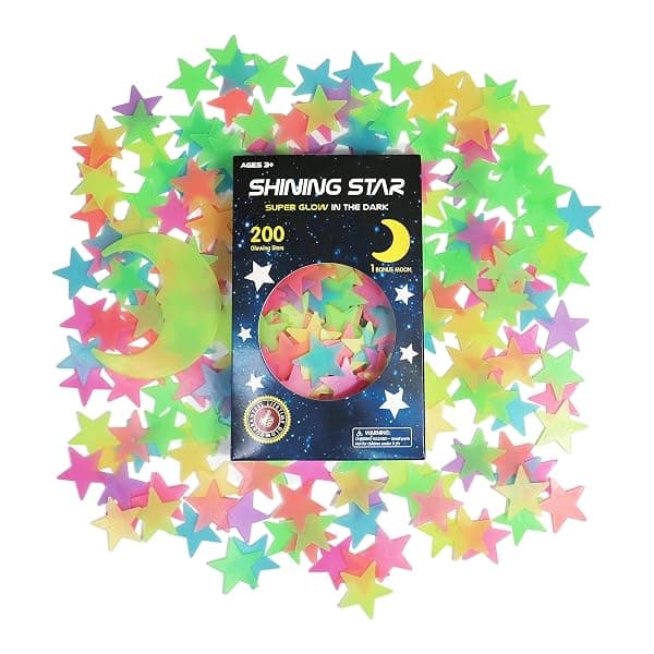 Glow-in-the-dark star and planet ceiling stickers pack
