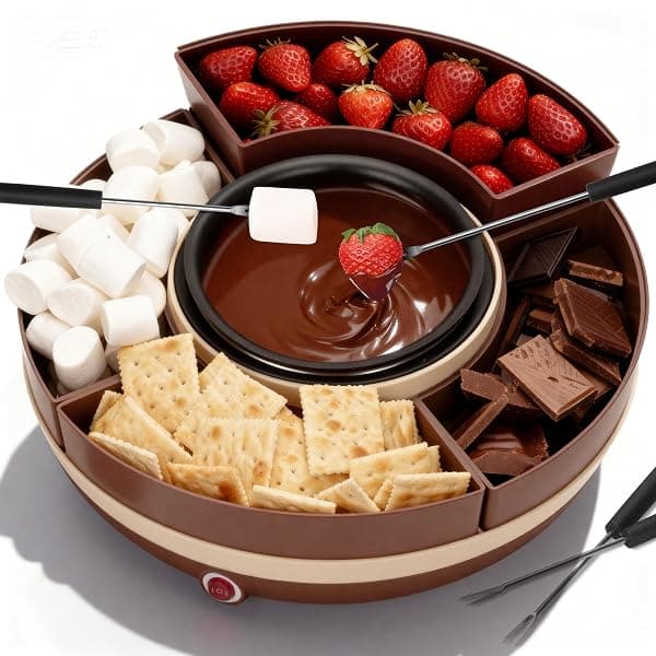 Electric rotating s'mores maker with 4-cone marshmallow roasting station
