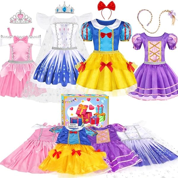 Princess costume gift set with multiple dresses and accessories for girls 3-6