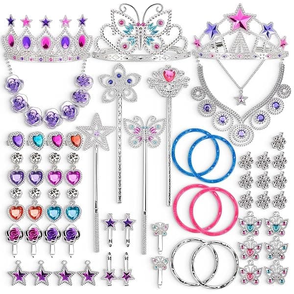 Princess jewelry dress-up accessories 50-piece assorted set for kids